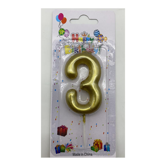 Number Candle Gold 3