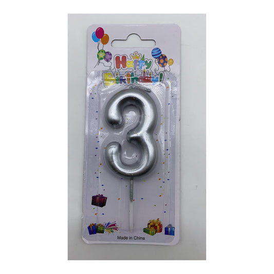 Number Candle Silver 3