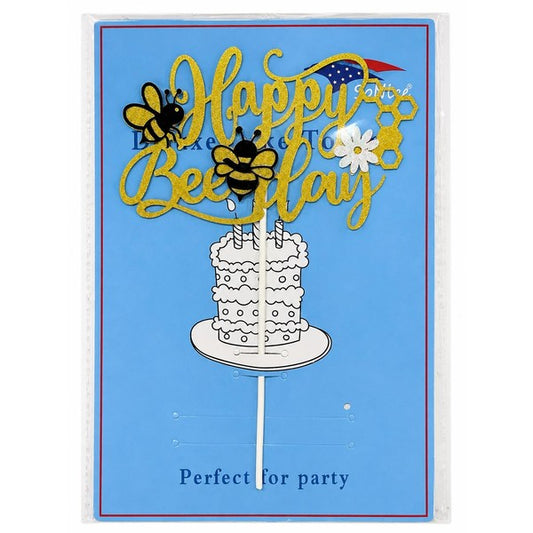 Bee Happy Birthday cake topper