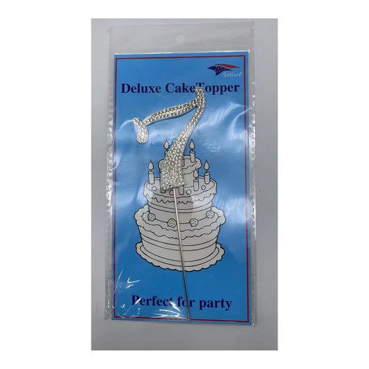 Gem Cake Topper Number Silver 7