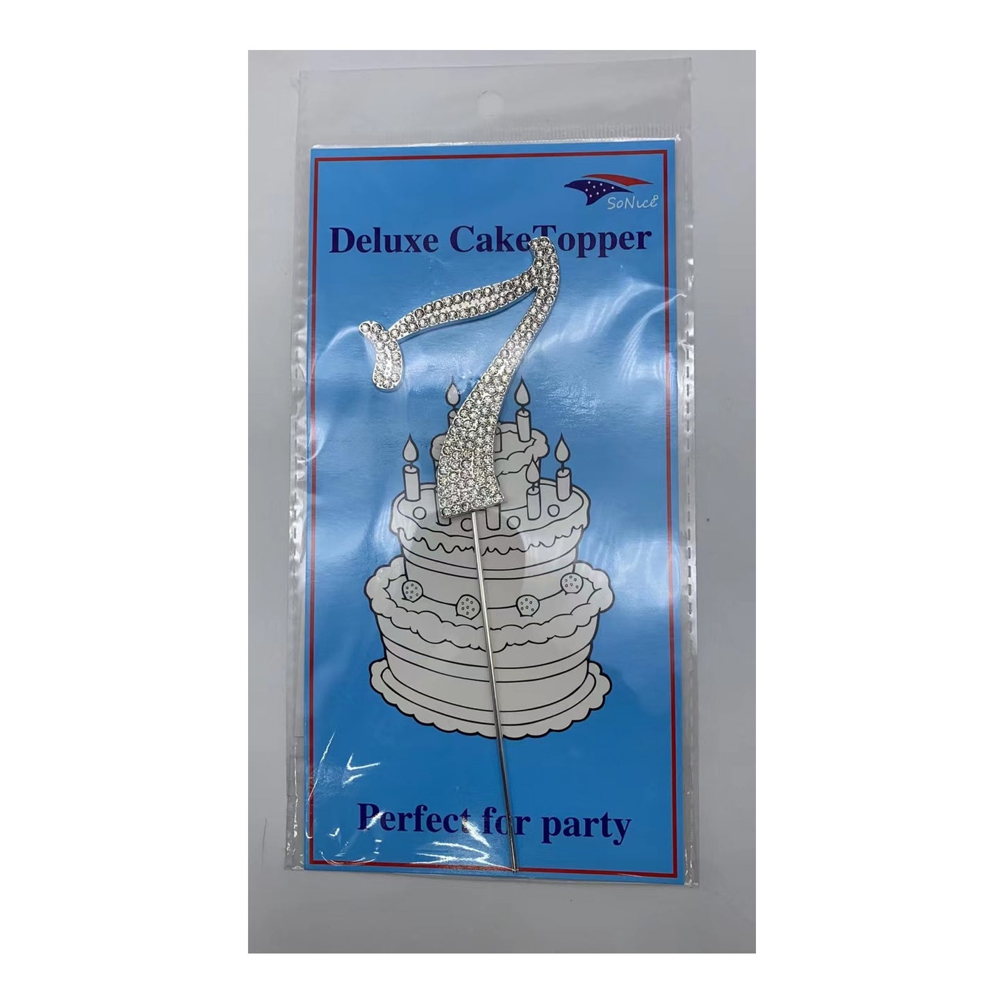 Gem Cake Topper Number Silver 7