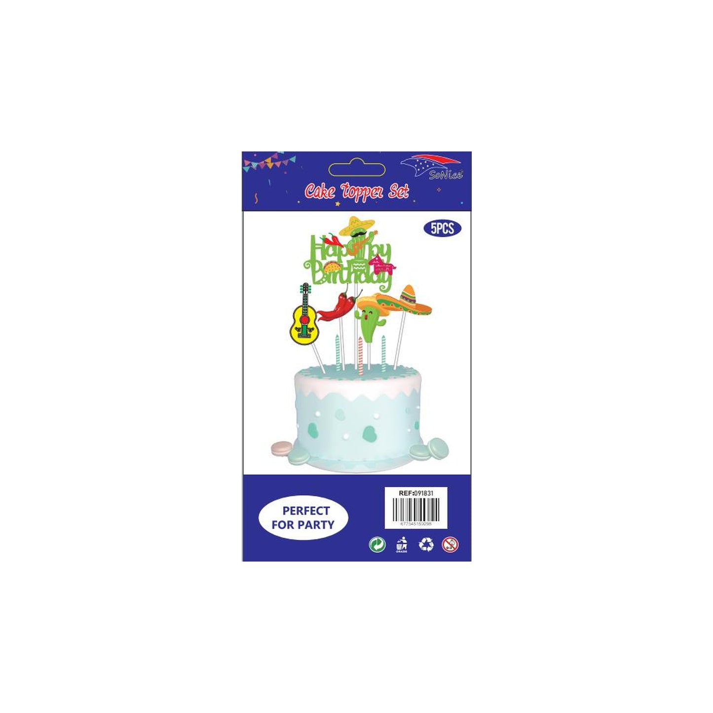 Cake Deco Set 5Pcs Fiesta 120Set/Cs Inner 12Pk