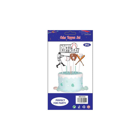 Cake Deco Set 5Pcs Baseball 120Set/Cs Inn 12Pk