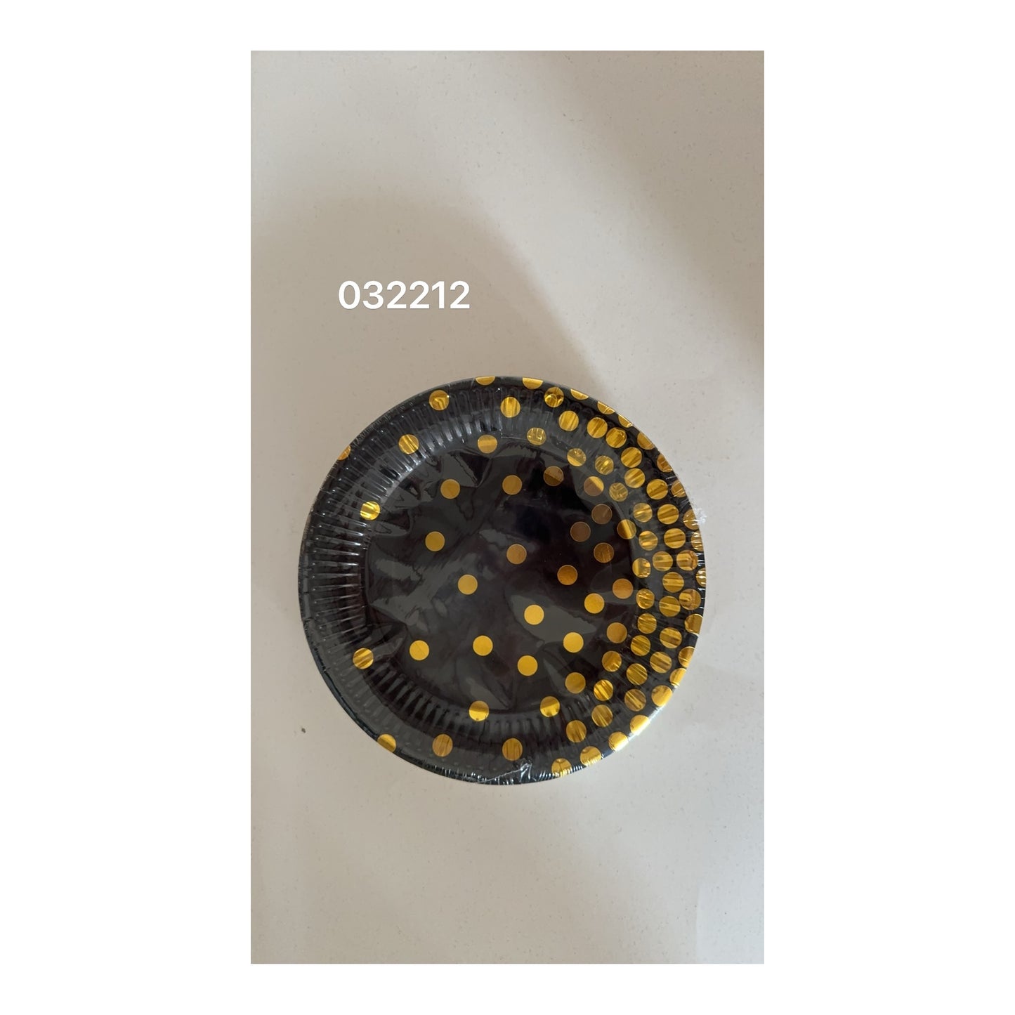 7" Plts 24 ct Gold Dots/Black 24Pk/Cs