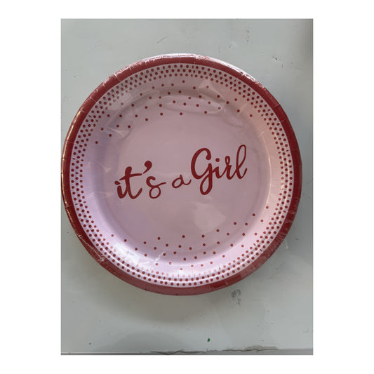 9" Plts 24 ct It'S A Girl 24Pk/Cs