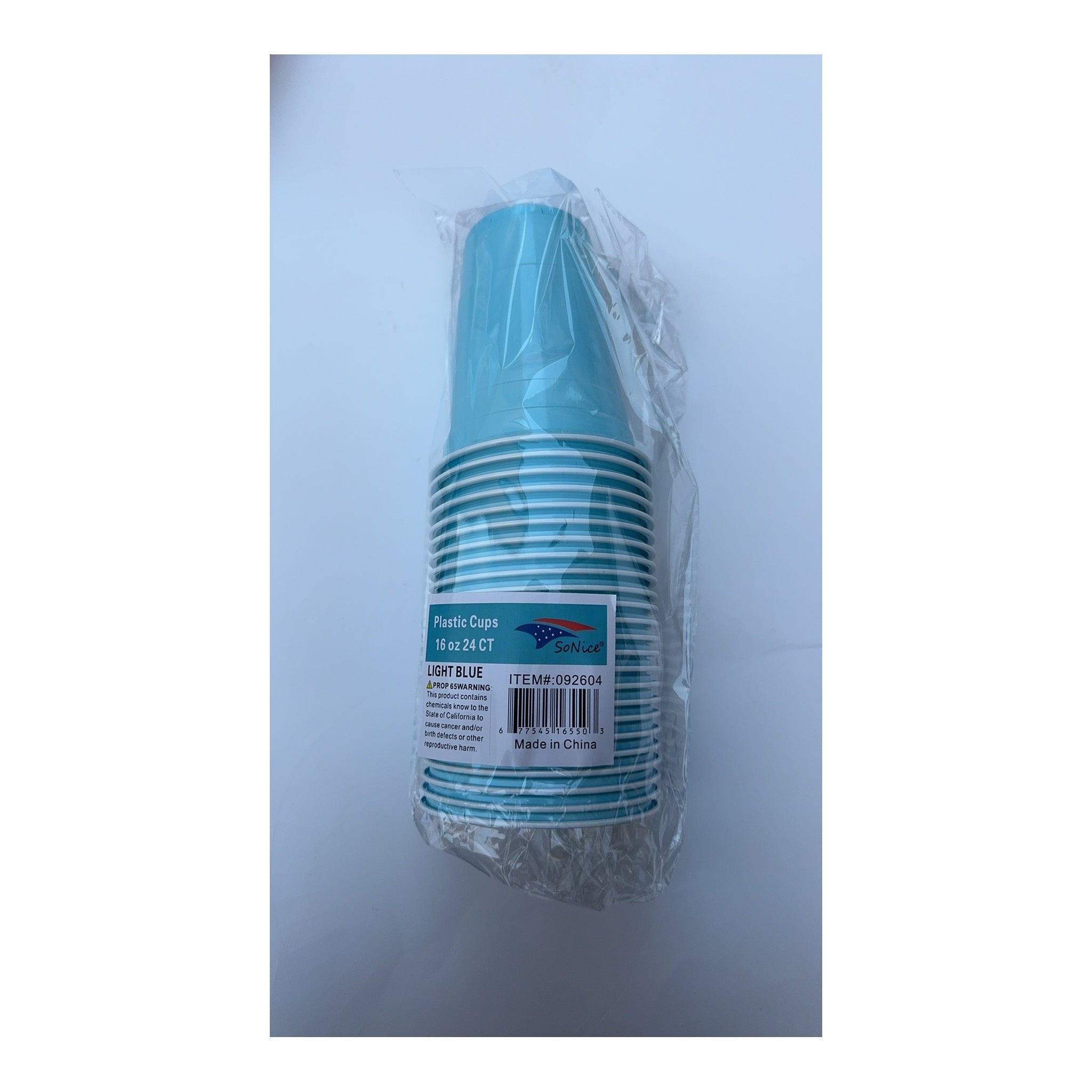 24 ct Plt 16 Oz Cups Light Blue 24Pk/Cs