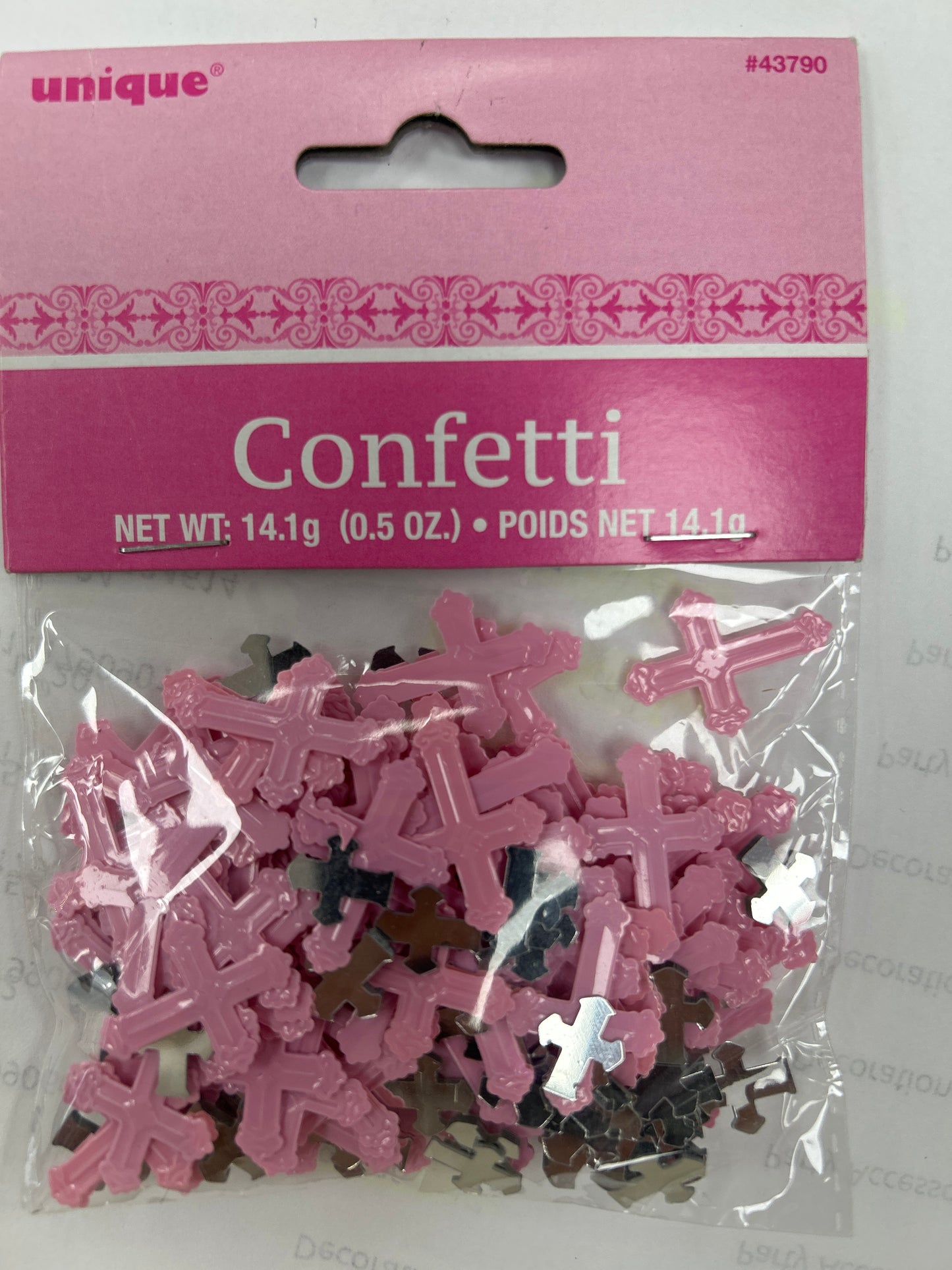 Pink Radiant Cross Communion Foil Confetti .5oz
