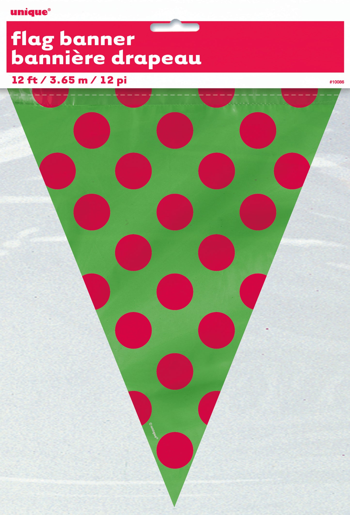 Bandera de 12 pies con puntos rojos/verdes