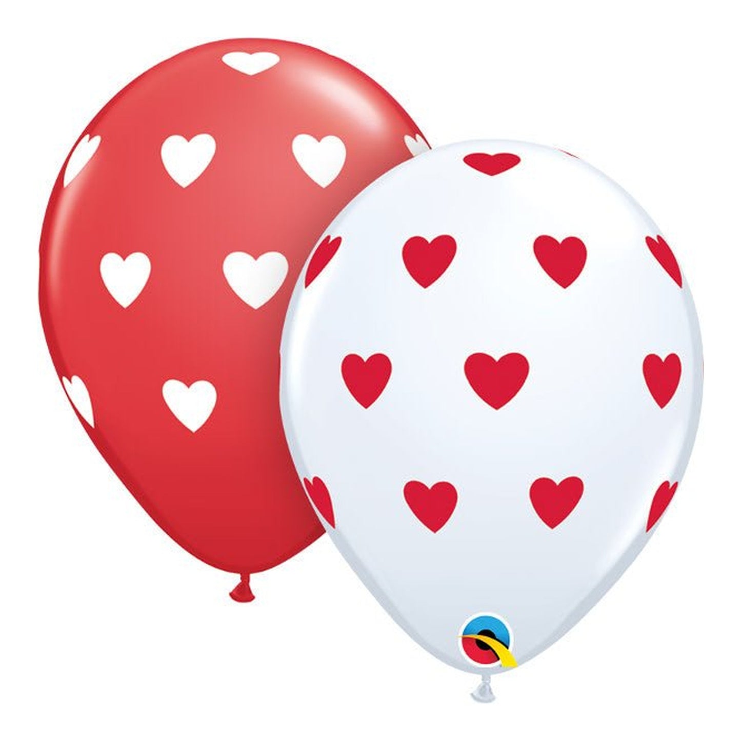 White/Red Heart Latex Balloon 12"