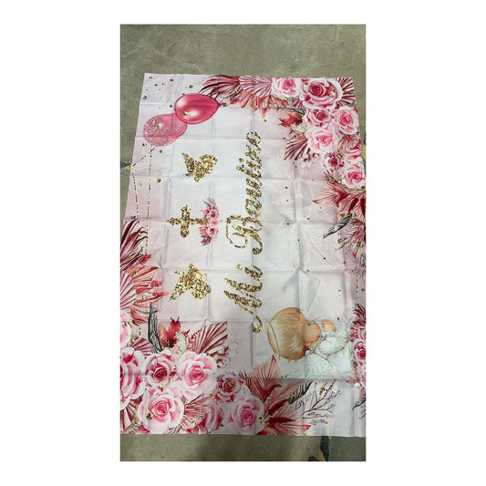 Backdrop Mi Bautizo Pink