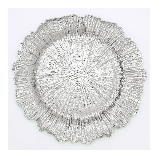 13" Reef Plastic Charger Plate Silver