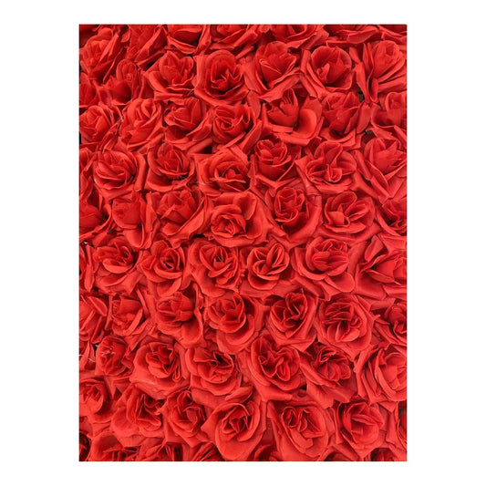 (c) Rose Flower Wall Red Grid
