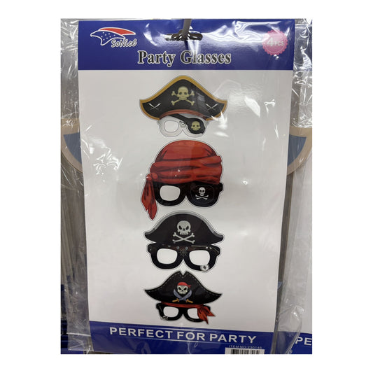 4Pcs Party Glasses Pirate 60Pk/Cs