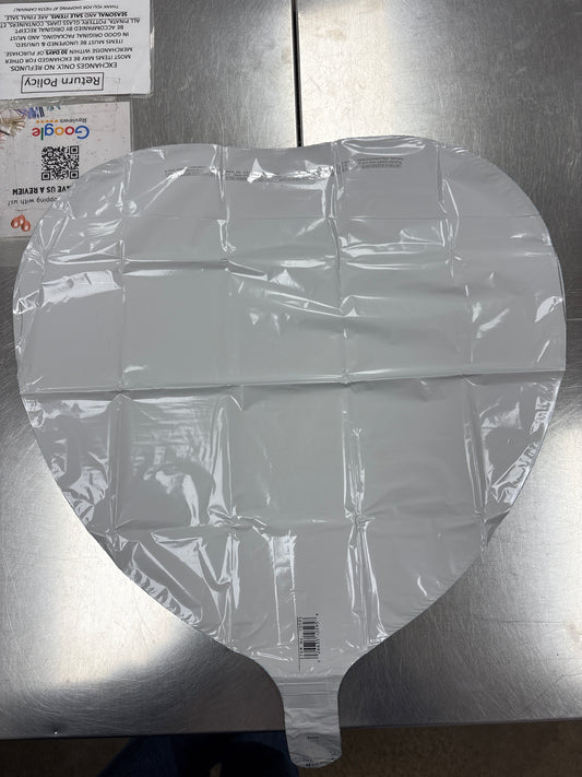White Heart Foil Balloon 18"
