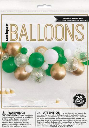 White/Green/Gold Balloon Garland 26ct