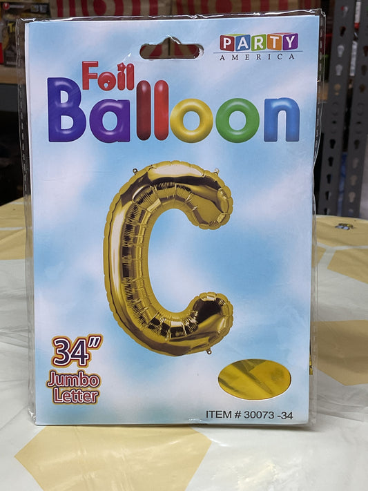 34” Gold Letter ‘C’ Balloon