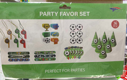 Soccer party favor set, 36 pieces