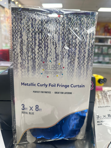 Cortina Rizadade de Papel Metalizado Azul Royal