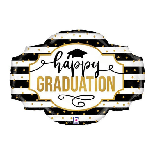 Supershape Blue/White Stripe Grad Foil Balloon 32"