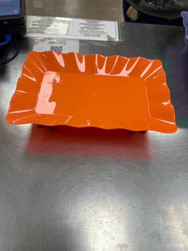 Plastic Scalloped Treat Stand-Orange
