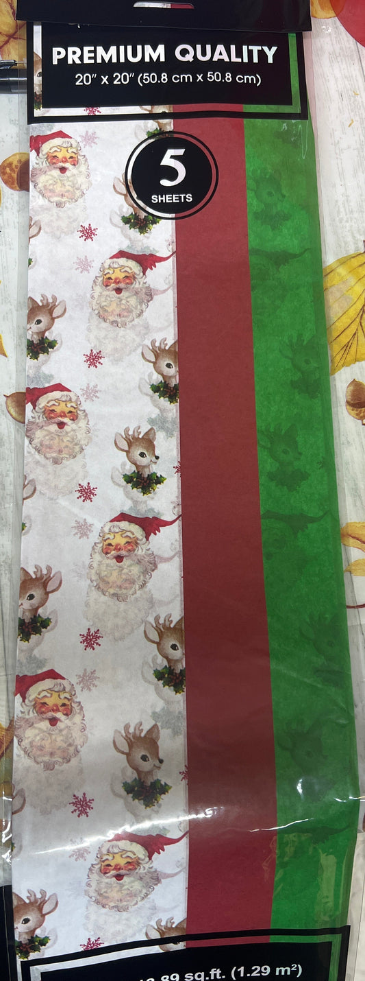 Santa & Friends Red/Green Tissue Paper