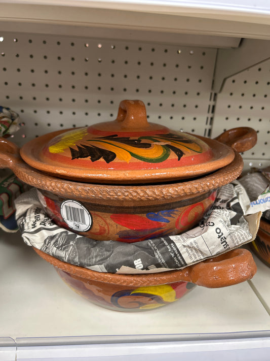 Red Clay Casserole with Lid Medium