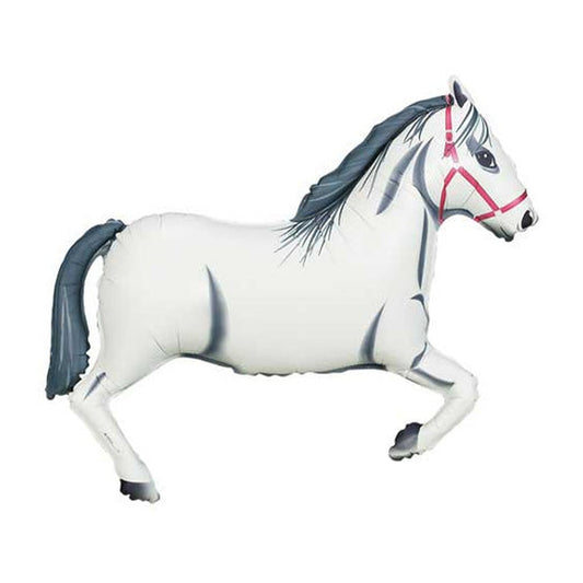 Horse White Foil Balloon 43"