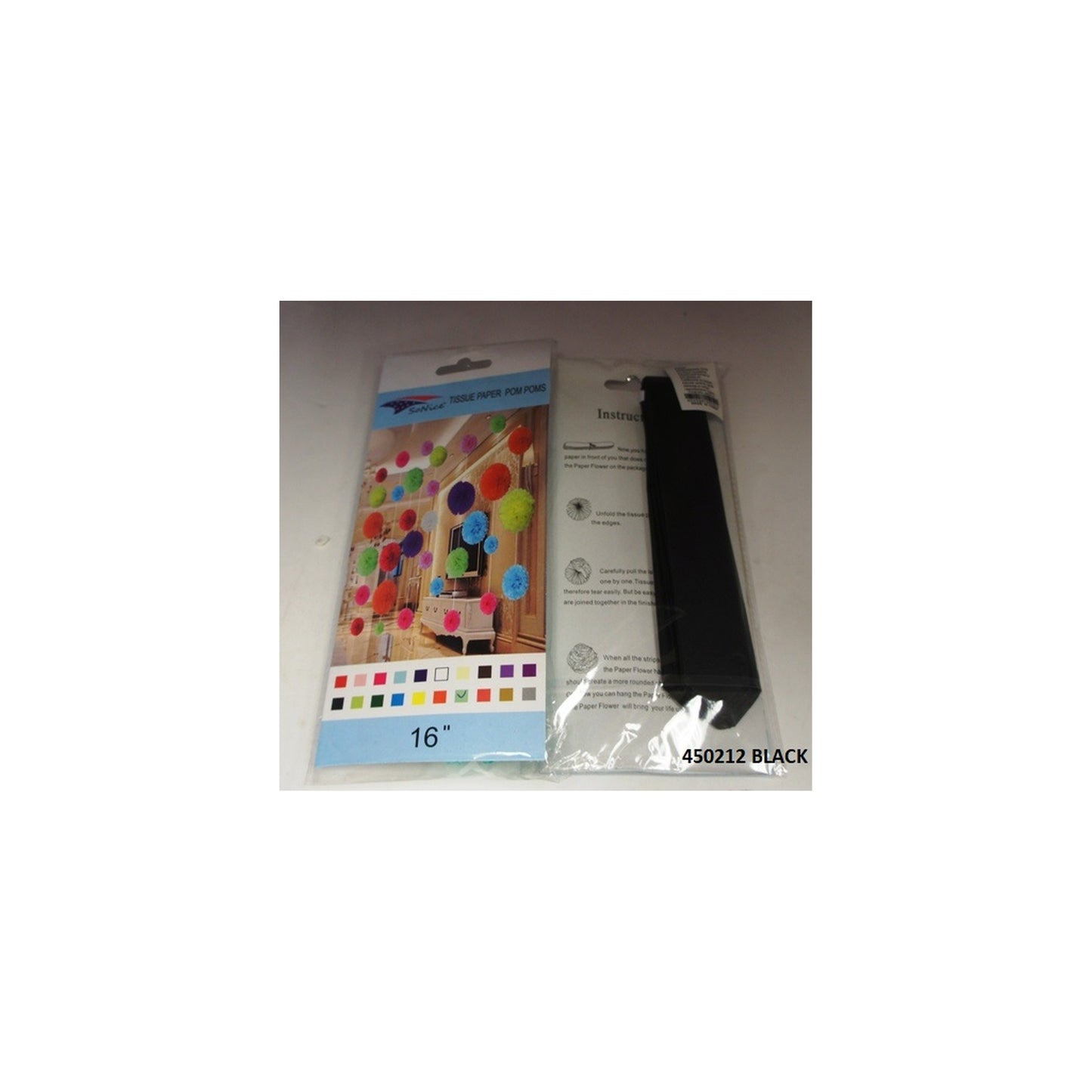 (c) 16" Pomp Poms Black
