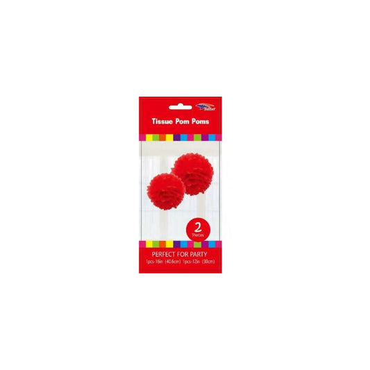 12'+16" Pom Poms Set Red 120Set/Cs