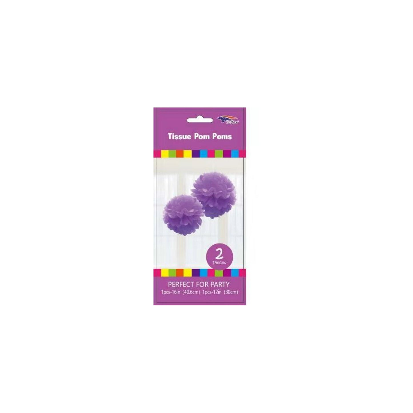 12'+16" Pom Poms Set Lavender 120Set/Cs