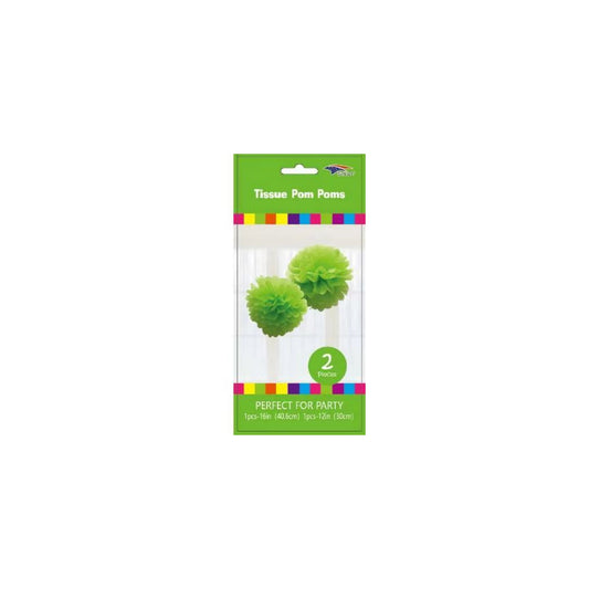 12'+16" Pom Poms Set Lime Green 120Set/Cs