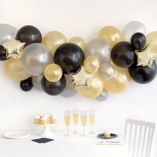 Black/Silver/Gold Balloon Garland 26ct