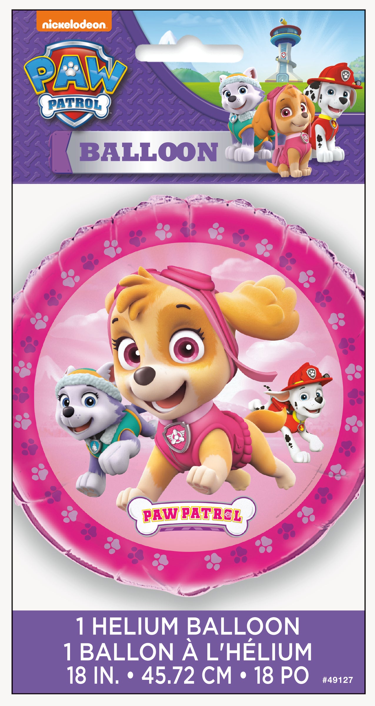 Globo metálico de la Patrulla Canina para niña, 45 cm