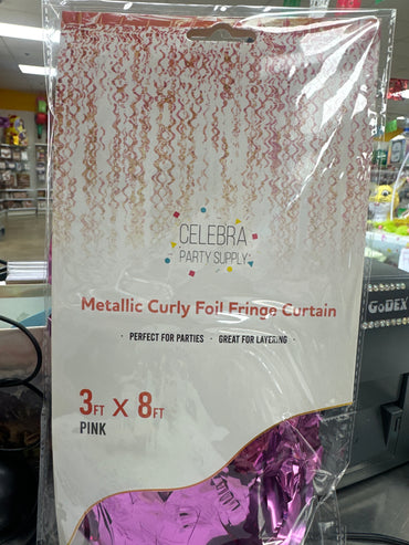 Curly Foil Curtain Met.Pink