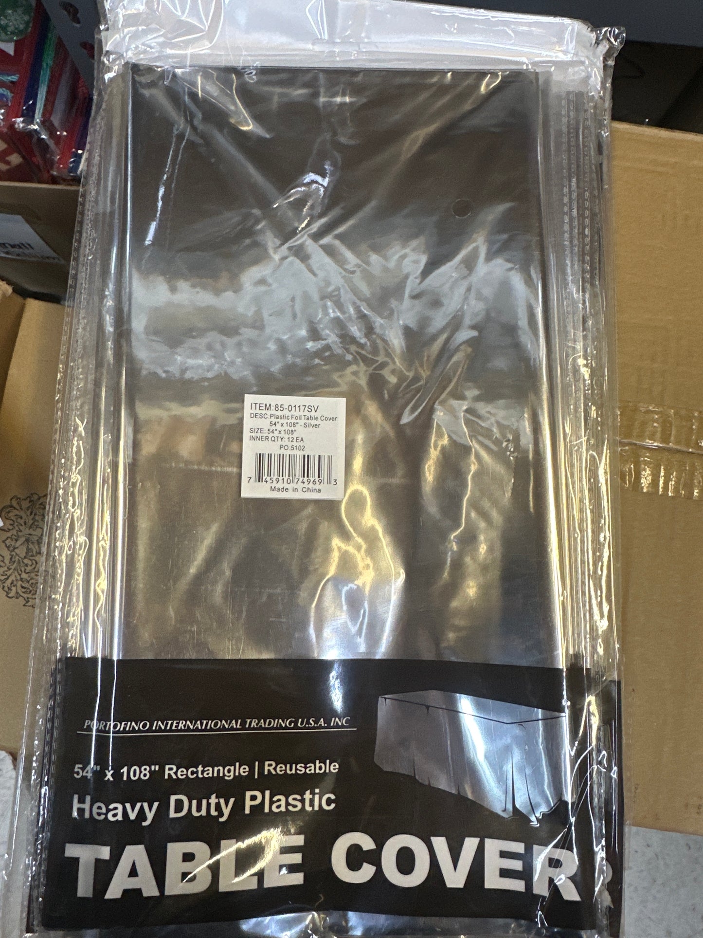 Plastic Foil Table Cover Silver