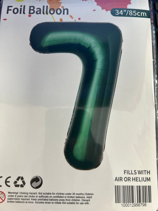 Emerald Green Number 7 Balloon Foil Balloon 34"