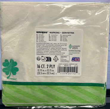 Servilletas para almuerzo del Día de San Patricio Lucky Clover, 16 unidades