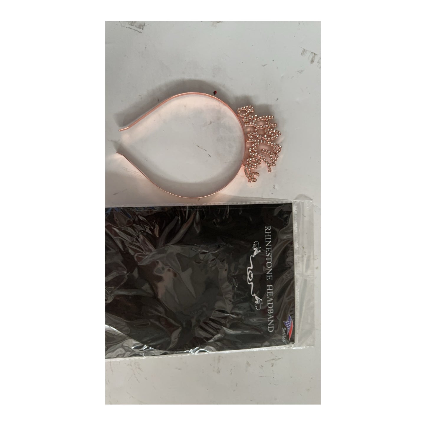 Rhinestone Headband Happy Birthday Rose Gold 120C12