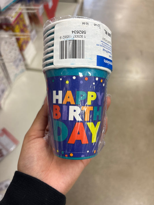 9oz Cup Happy Birthday 8ct