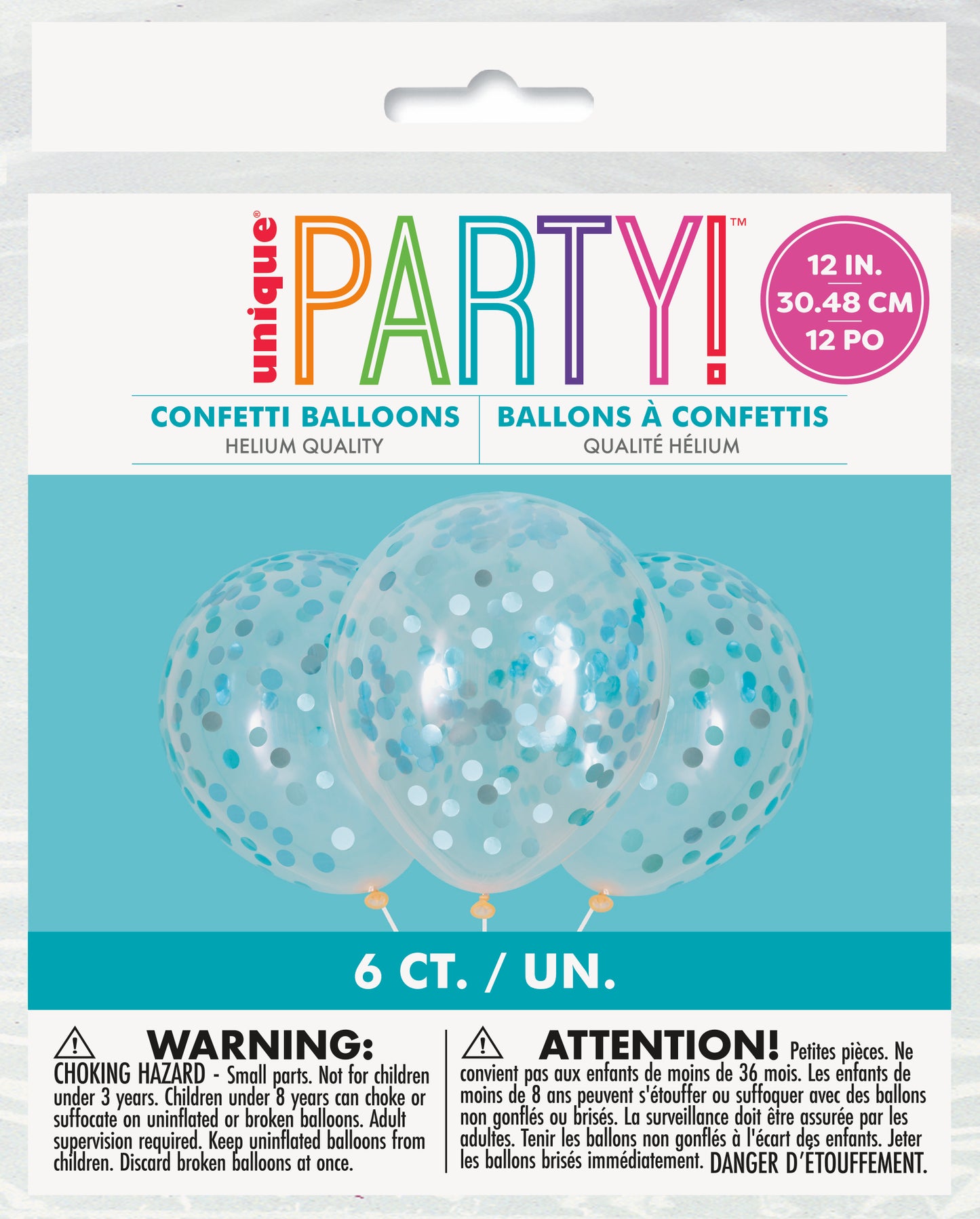 Confetti Light Blue 6ct Latex Balloon 12"