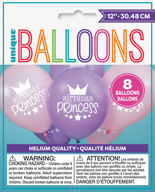 Princess 8ct Latex Balloon 12"