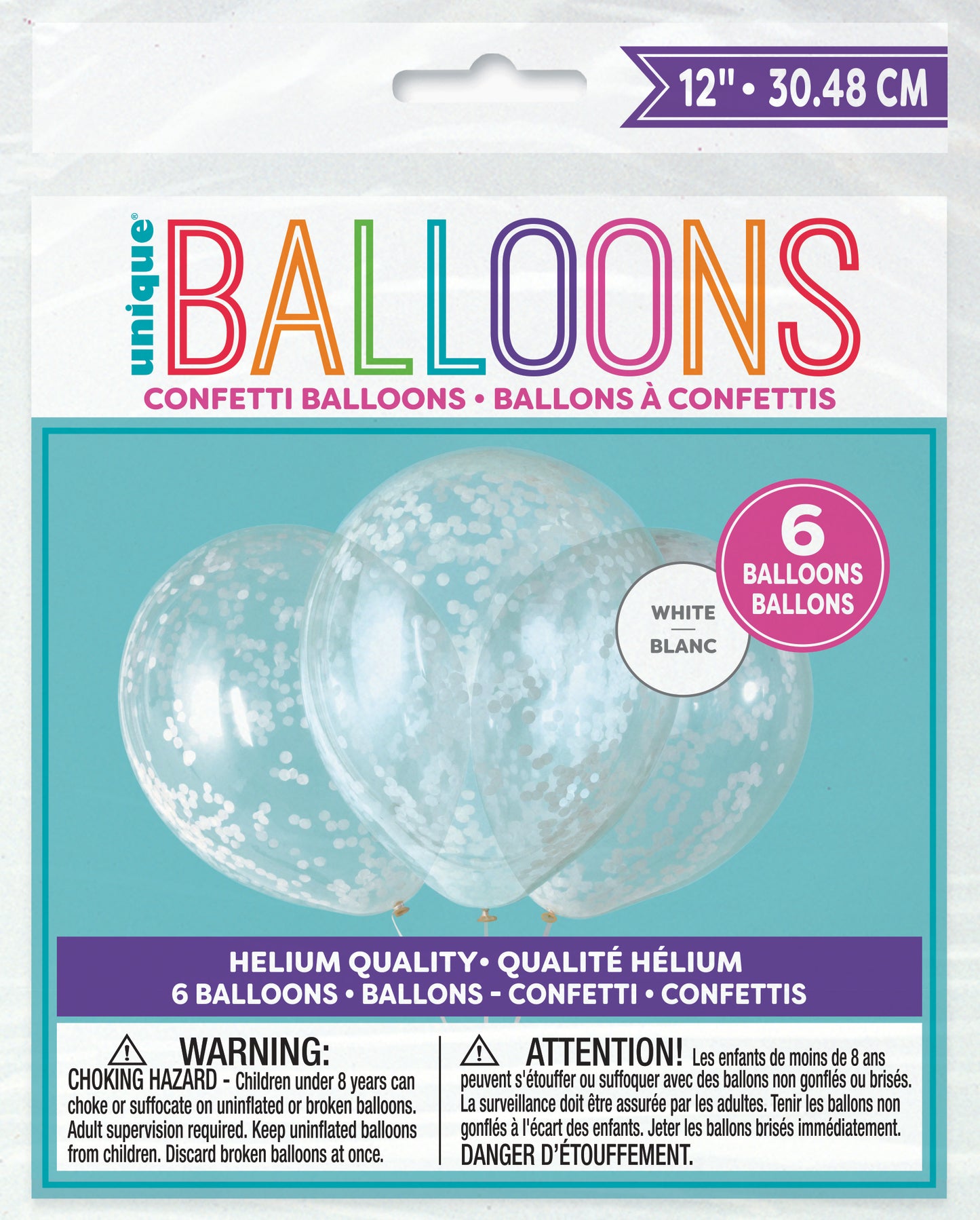 Confetti White Latex Balloon 12"
