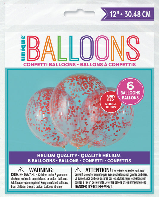 Confetti Red 6ct Latex Balloon 12"