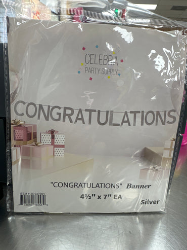Congratulations Banner Silver 7”