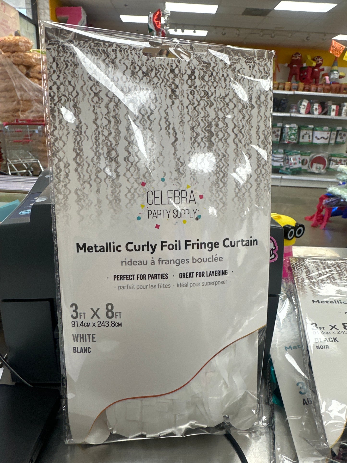Curly Foil Curtain Met.White