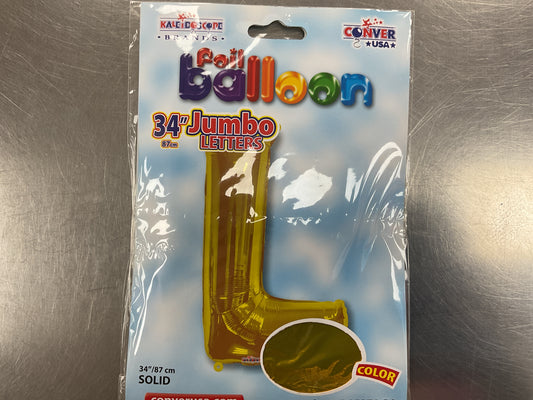 34” Gold Letter ‘L’ Balloon