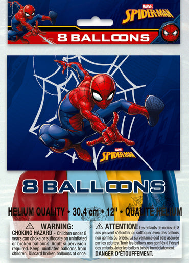 Spider-Man Balloon 2s 8ct Latex Balloon 12"