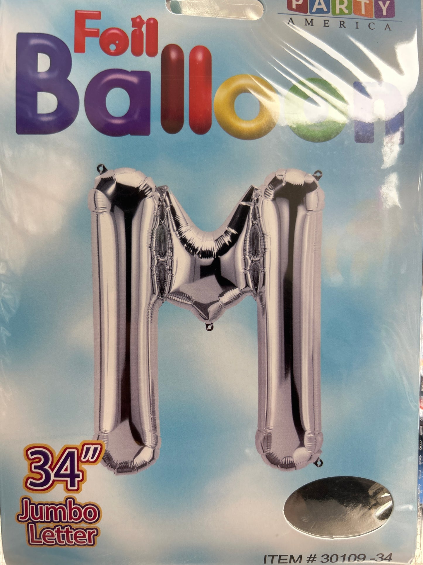 34” Silver Letter ‘M’ Balloon
