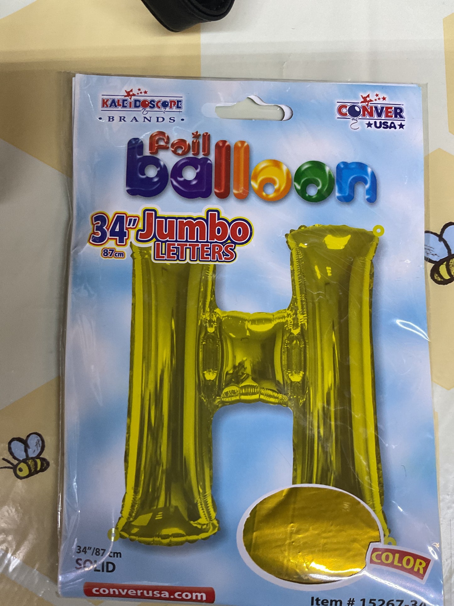 34” Gold Letter ‘H’ Balloon