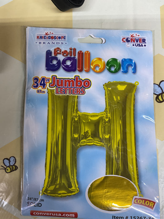 34” Gold Letter ‘H’ Balloon